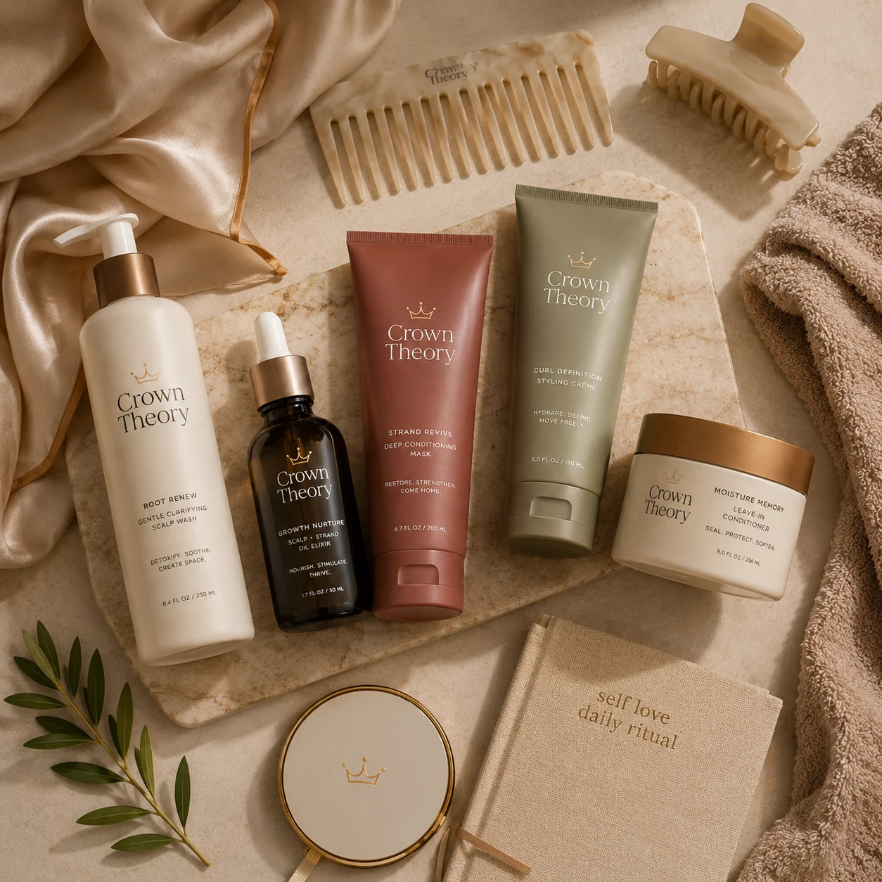 Crown Theory flat lay